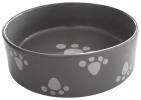 Keramická miska pre psa Labka sivá, 15 x 5 cm