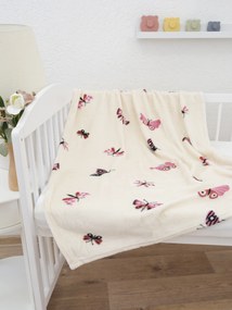 Detská deka do postieľky mikroplyš Exclusive 80 × 100 cm – Motýliky béžové