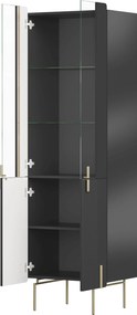 Vitrína Malmi 60 cm - čierny mat / zlatá