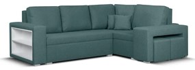 Rozkládací rohová sedací souprava MODO5 + 2 Taburety Zelená