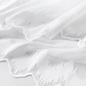 Biela záclona s perleťovo vytkávanou bordúrou cikcak do oblúčka ZAC-029 výška 295 cm Iba metráž