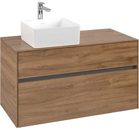 VILLEROY &amp; BOCH Collaro závesná skrinka pod umývadlo na dosku (umývadlo vľavo), 2 zásuvky, 1000 x 500 x 548 mm, Oak Kansas, C03900RH