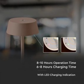 LED Vonkajšia stmievateľná dotyková dobíjacia stolná lampa LED/2W/5V IP54 hnedá