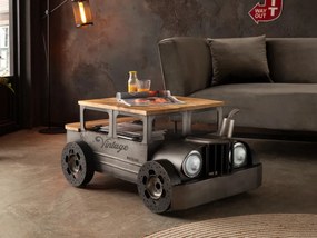 furniture-nabytek.cz - Masívny konferenčný stolík Car II z mangového dreva a kovu, lakovaný, šedý – 102×65×48 cm