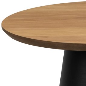 Čierno-prírodný okrúhly konferenčný stolík s doskou v dubovom dekore ø 45 cm Soli – Actona