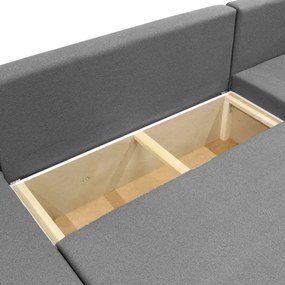 Univerzálna rozkladacia rohová sedacia súprava SEYA do tvaru U, sivá, s úložným priestorom