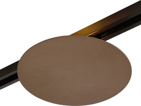 Moderný koľajnicový systém čierny s 3 závesnými svietidlami a 2 stropnými svietidlami bronzový 1-fázový - Iconic Lloyd Pulley