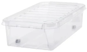 SmartStore Úložný box s bielymi klipmi a kolieskami Classic, 31 l, 31 l