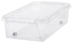 SmartStore Úložný box s bielymi klipmi a kolieskami Classic, 31 l, 31 l