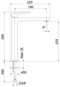 Sapho - Umývadlová batéria TURSI 28 cm matná čierna