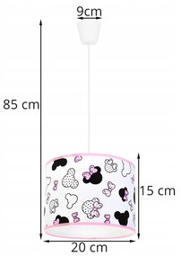 Detské závesné svietidlo Minnie, 1x textilné tienidlo so vzorom