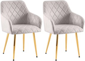 Set 2 jedálenských stoličiek Monett G - zamat, zlatý rám - šedá