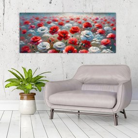 Obraz - Pole vlčích makov (120x50 cm)
