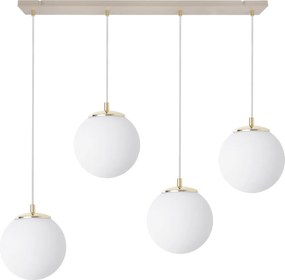Závesné svietidlo Florence, 4x biele sklenené tienidlo, g/be