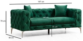 Tmavozelená zamatová pohovka 197 cm Como – Artie