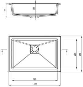 Deante Correo, granitové umývadlo 500x350x140 mm, antracitová metalíza, DEA-CQR_TU5U