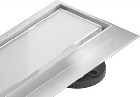 Mexen Flat 360° MGW lineárny rotačný odtok 60 cm, biele sklo - 1027060-40