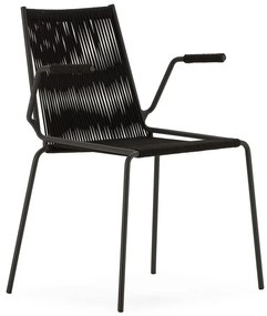 Čierne kovové jedálenské stoličky v súprave s podrúčkami/stohovateľné 2 ks Emily – Marckeric