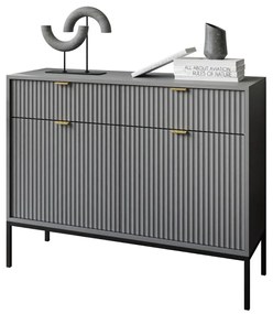 KOMODA VIGGO ŠEDÁ + ČIERNY PODSTAVEC 104 cm