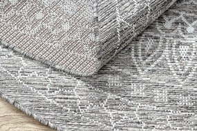 Šnúrkový okrúhly koberec SIZAL LOFT 21207 BOHO Mandala, slonovinová kosť - sivý