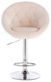 LuxuryForm Barová stolička VERA VELUR na striebornom tanieri - krémová