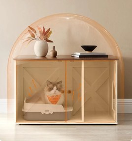 Kočičí toaleta Leader bílá/hnědá