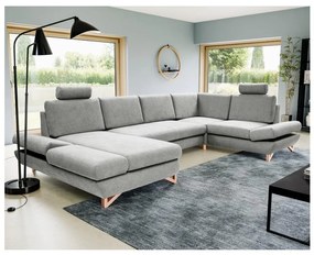 Rozkladacia rohová čalúnená sedacia súprava do tvaru U AVESTA, sivá, s praktickým úložným priestorom