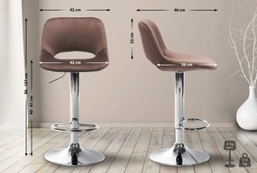 Barová stolička Camden - zamat, chróm rám - Hnedá