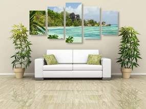5-dielny obraz nádherná pláž na ostrove La Digue Varianta: 100x50