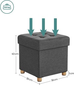 Taburetka 33 L, otoman, nosnosť 300 kg, tmavošedá