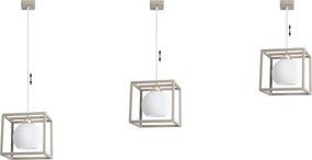 Závesné svietidlo Eliza Cage, 1x biele sklenené tienidlo v kovovom ráme