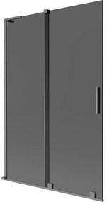 Mexen Velar L, 2-krídlová posuvná vaňová zástena 120 x 150 cm, 8mm šedé sklo, brúsený grafit, 896-120-003-41-66