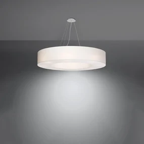Závesné svietidlo Saturno, 1x biele textilné tienidlo, (biely plast), (fi 90 cm)