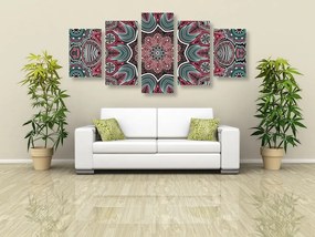 5-dielny obraz indická Mandala s kvetinovým vzorom - 200x100