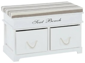 Kondela Lavica s vankúšom, SEAT BENCH 1 NEW, 2 šuplíky, biela/svetlohnedá
