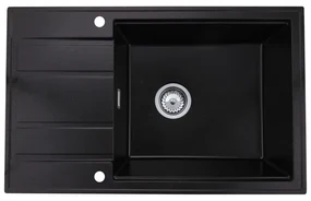 Gamma Modern 8010, 1-komorový granitový drez 800x500x210 mm, čierna so zlatými bodmi, GMA-ZM-8010-GD