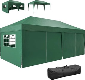 Outsunny pavilón približne 5,90 × 2,95 m – rýchlorozkladací s oknom a zipsovými dverami, odnímateľné bočné steny, UV ochrana | Aosom