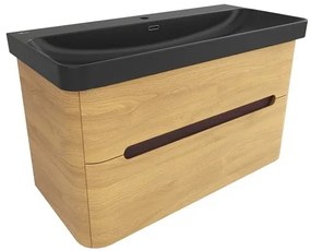 Kúpeľňová skrinka s umývadlom SAT Fusion 97,5x53x45 cm dub medový mat SATFUSION2100DMBKM, 1 ks