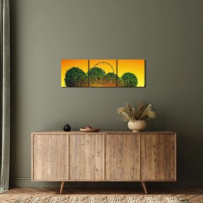 Obraz - Srdce v korunách stromov (s hodinami) (90x30 cm)