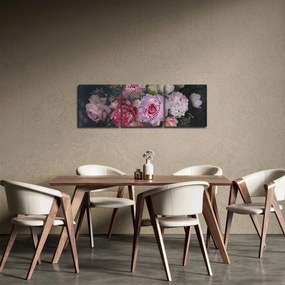 Obraz - Záhradné kvety (s hodinami) (90x30 cm)