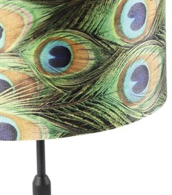 Stolná lampa čierna s tienidlom z zamatu Peacock so zlatom 25 cm - Parte