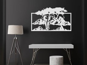 drevko Drevený obraz Slon v savane Rozmer obrazu: 26,5 x 44,5 cm, Farba dekorácie: Čierna