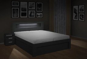 Moderná posteľ ŠÁRKA 200x180cm, LED osvetlenie, elektrické otváranie úložného priestoru farba lamina: Dub sonoma svetlý