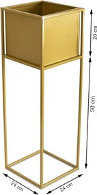 KOVOVÝ KVETINÁČ SO STOJANOM PLAIN 70X24 CM ZLATÁ