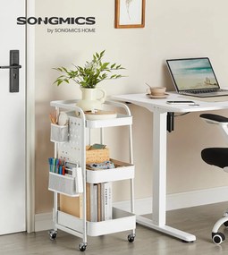 Pojízdný kuchyňský vozík Meshy bílý