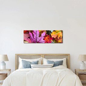 Obraz - jesenné listy (s hodinami) (90x30 cm)