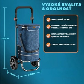 Nákupná taška na kolieskach EASY, 50l, modrá Jurhan