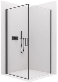 Cerano Porte, 1-krídlový sprchovací kút 90x80 cm, 8mm číre sklo, čierny profil, CER-CER-413576