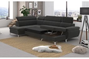 Rozkladacia rohová sedačka CATANIA U ľavá grafit s úložným priestorom