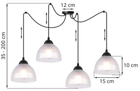 Závesné svietidlo Venice Spider, 4x mliečne sklenené tienidlo